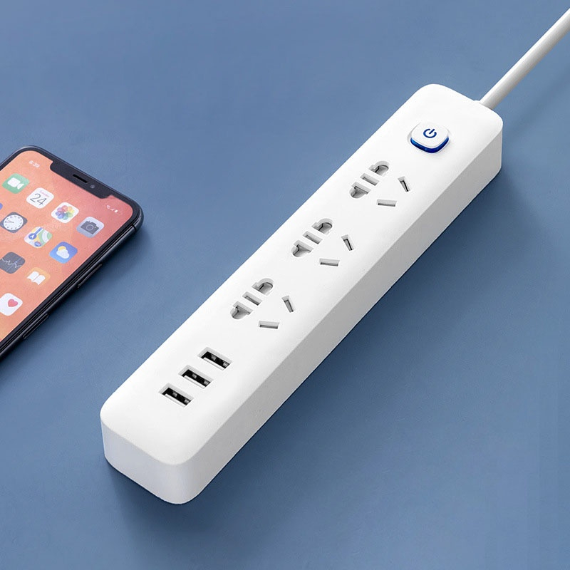 Ổ Cắm Điện Thông Minh Đa Năng Chống Giật, Tích Hợp 3 Cổng Sạc USB Tiện Lợi, Hình Chữ Nhật VER 6