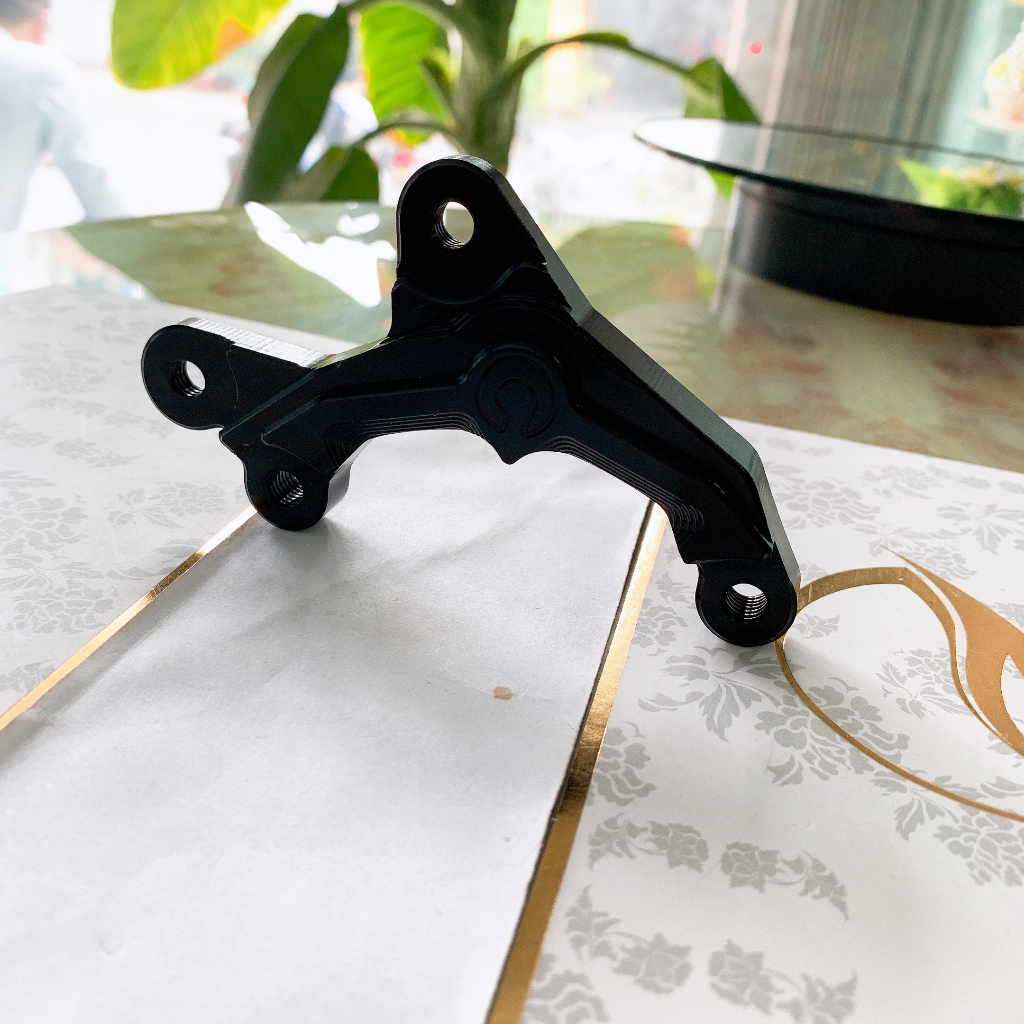 Pát heo rembo 2pis đối xứng gắn Satria/ Raider đĩa 320mm_Bát cnc đen bóng gắn heo rembo