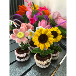 Chậu hoa decor phòng,chậu hoa mini chất liệu kiẽm nhung, chậu hoa handmade