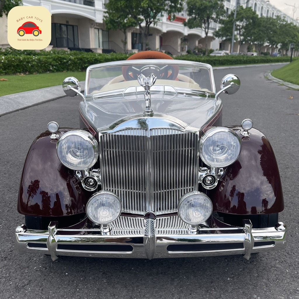 Ô tô điện Rolls Royce SMT-999 nệm ghế da sơn bóng kiểu cổ điển 4 động cơ (Đen-Trắng-Đỏ)