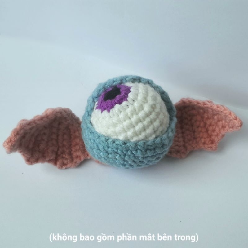 Vỏ cánh dơi - đồ chơi nhồi bông móc len amigurumi con mắt quà tặng handmade trang trí rùng rợn đáng yêu độc đáo