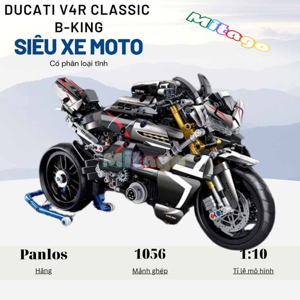 Mô hình lắp ráp xe máy technic Ducati Classic B-KING SKU 672007 tỉ lệ 1:10 1056 PCS cung cấp bởi Mitago