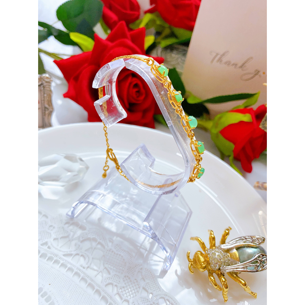 VÒNG TAY ĐÁ XANH SECONDHAND TRANG SỨC SI NHẬT BOU JEWELRY VINTAGE MÃ VT109