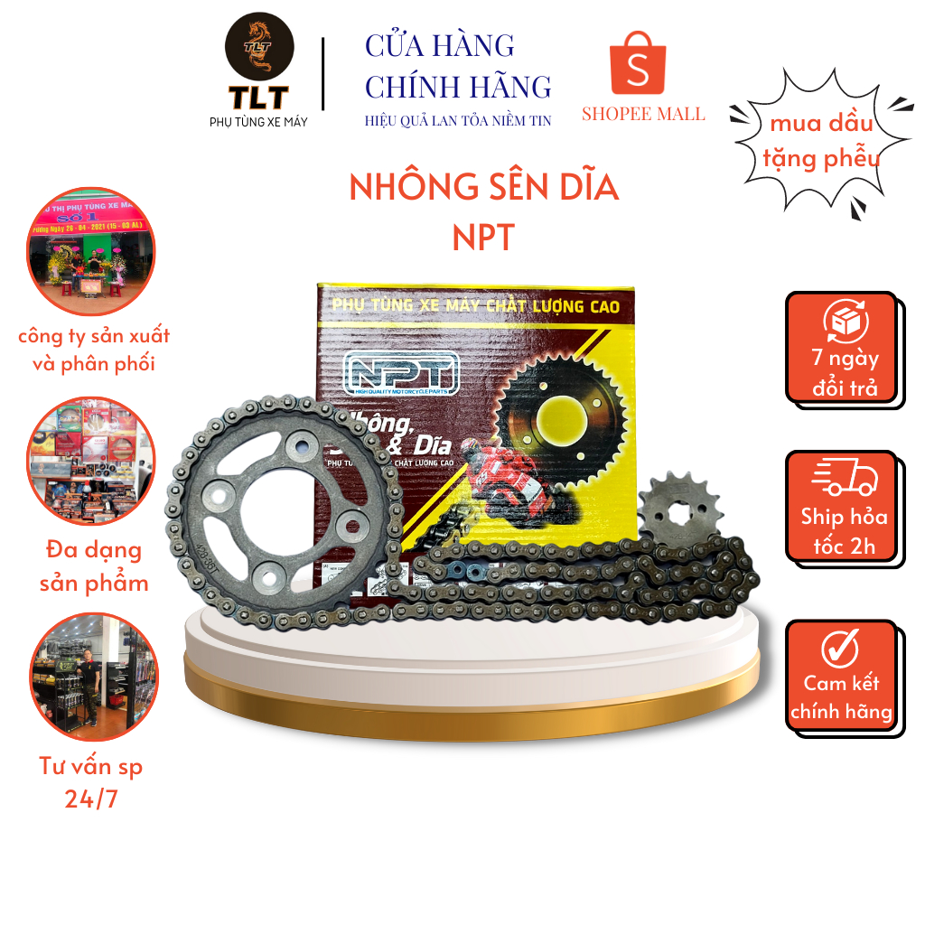 Nhông sên dĩa TLT sản xuất bằng công nghệ tại Thái Lan sử dụng 30000km bh 12 tháng