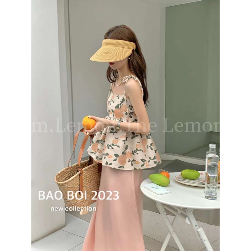 Set Áo 2 dây babydoll hoa gấm 23'September Clothes