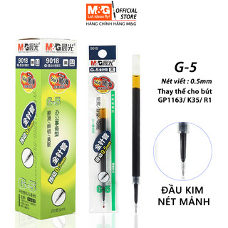 Ruột kim bút gel G5 nét mảnh 0.5 màu xanh ngòi kim chính hãng M&G thay thế cho bút gel bấm GP1163/ R3, K35, AGP02376/ R1