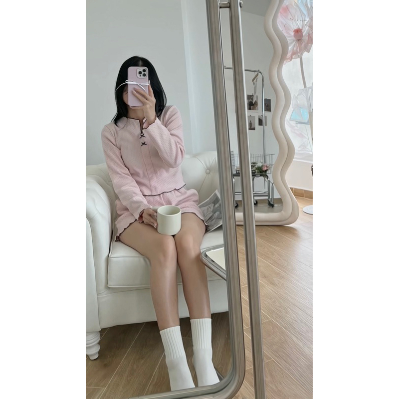 𝐚𝐬𝐡𝐞𝐱𝐢𝐧𝐜𝐡𝐚𝐨: ( 𝐁𝐞𝐫𝐫𝐲 𝐬𝐞𝐭 ) set đồ mặc nhà cotton màu hồng baby