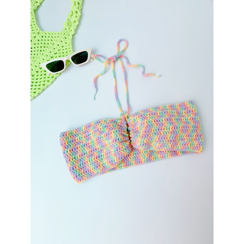 SUMMER CROPTOP 🌤 Áo len croptop móc crochet handmade màu loang dễ thương