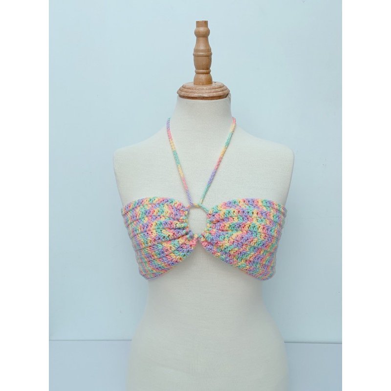 SUMMER CROPTOP 🌤 Áo len croptop móc crochet handmade màu loang dễ thương