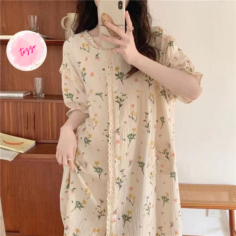 Váy ngủ bigsize đầm ngủ nữ chất đũi xốp 50-80Kg mặc nhà mùa hè dáng suông TOZZO VDU01