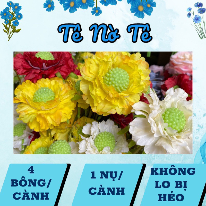 Hoa Trà Thông - Hoa lụa cao cấp 4 bông và 1 nụ/cành