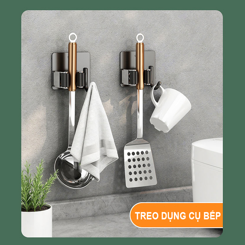 Móc Treo Cây Lau Nhà INOX304 Dán Tường Không Cần Khoan Vô Cùng Tiện Lợi - OENON