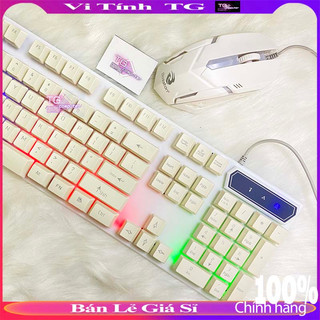 Bộ bàn phím và chuột giả cơ Bosston 8310 Đèn LED màu trắng giá rẻ tặng kèm lót gaming - Vi tính TG CB8310