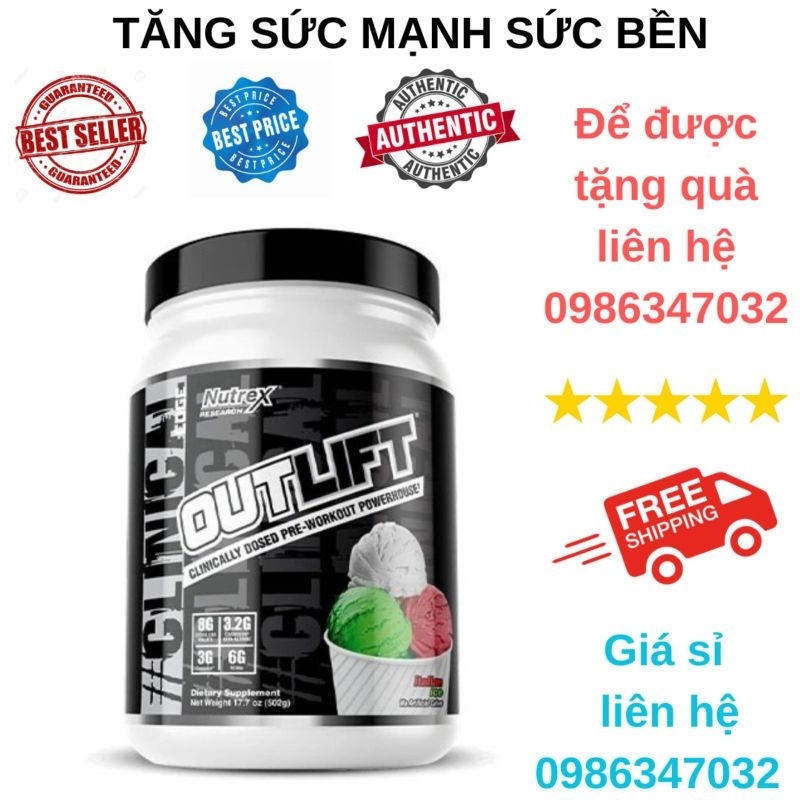 OUTLIFT PREWORKOUT - TĂNG SỨC MẠNH KẾT HỢP BCAA PHỤC HỒI CƠ BẮP (20 LẦN DÙNG)