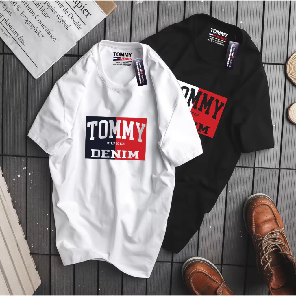 Áo Thun Nam TOMMY Cổ Tròn Cao Cấp phông Tay Ngắn, chất cotton bề mặt vải mềm