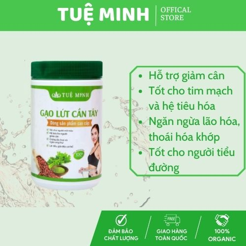 Bột gạo lứt cần tây giảm cân Tuệ Minh 100% Organic, tách béo giảm mỡ lấy lại vóc dáng 1 cách tự nhiên (Hộp 500Gr)