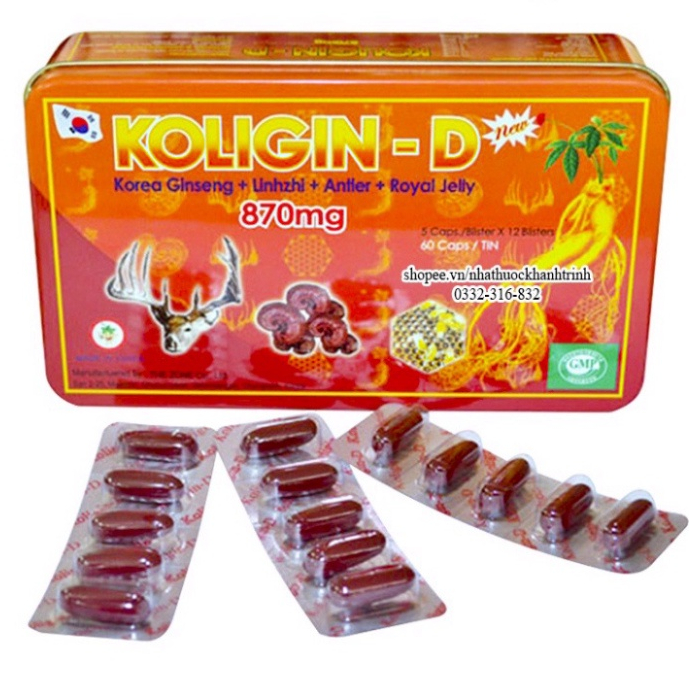 Sâm Koligin D Hàn Quốc( Hộp 60 Viên Nang Mềm)- Bồi Bổ Sức Khỏe - chính hãng