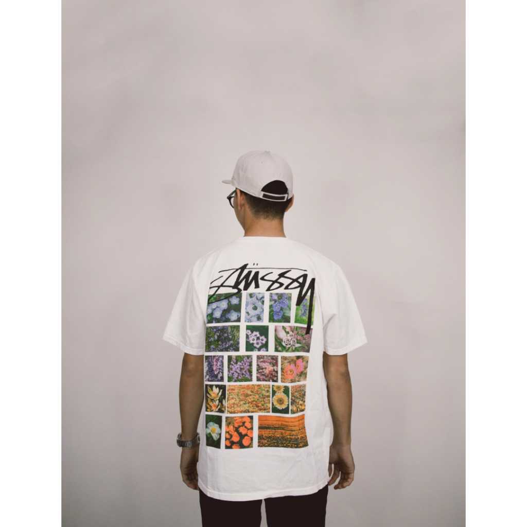 Chính hãng STUSSY FLOWER GRID TEE - Áo thun Stussy Unisex Nam Nữ chính hãng Authenitc