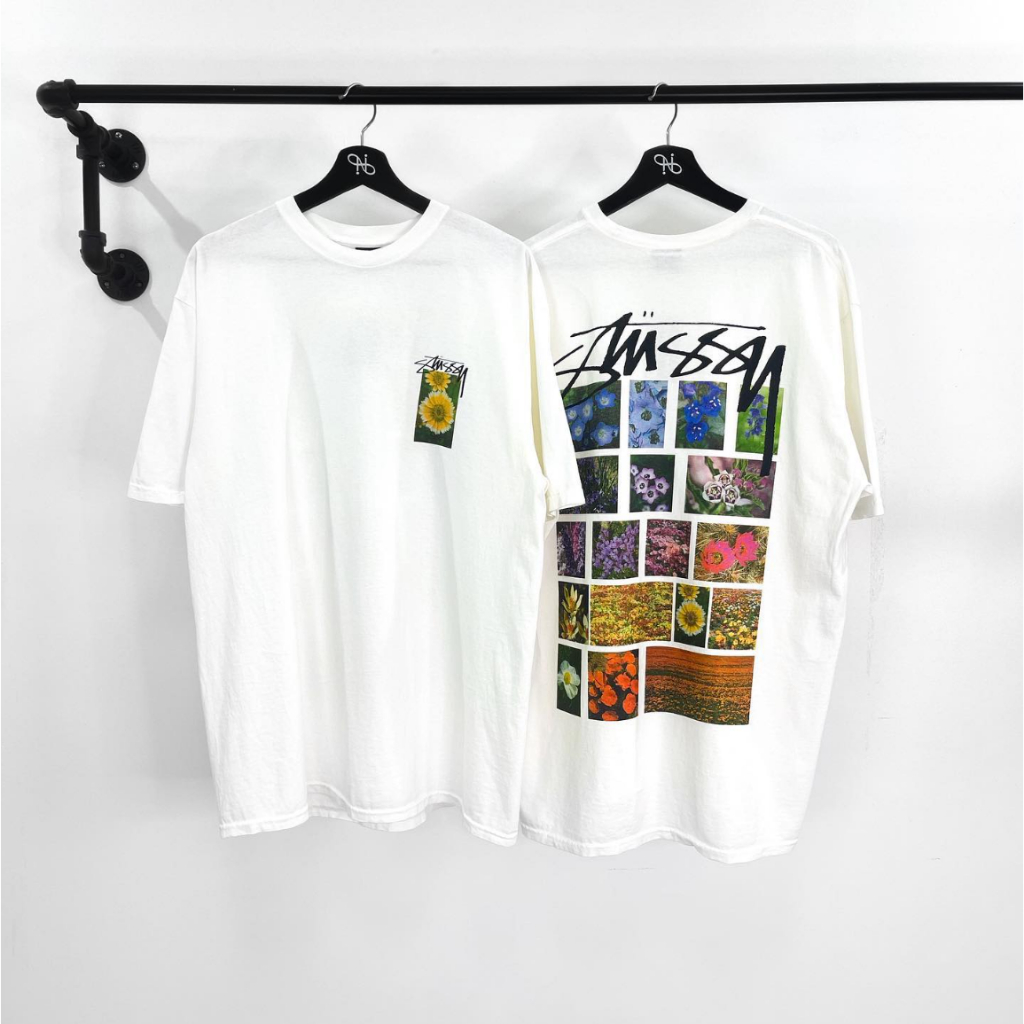 Chính hãng STUSSY FLOWER GRID TEE - Áo thun Stussy Unisex Nam Nữ chính hãng Authenitc