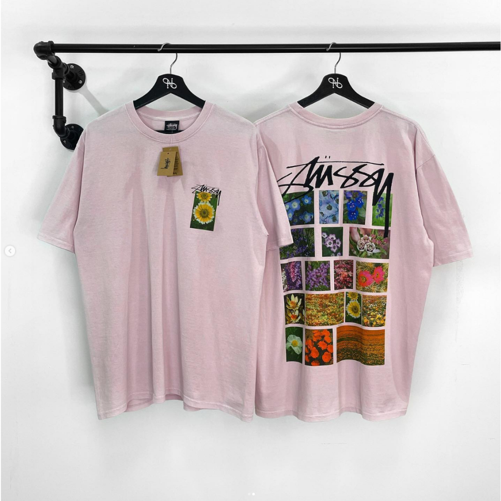 Chính hãng STUSSY FLOWER GRID TEE - Áo thun Stussy Unisex Nam Nữ chính hãng Authenitc