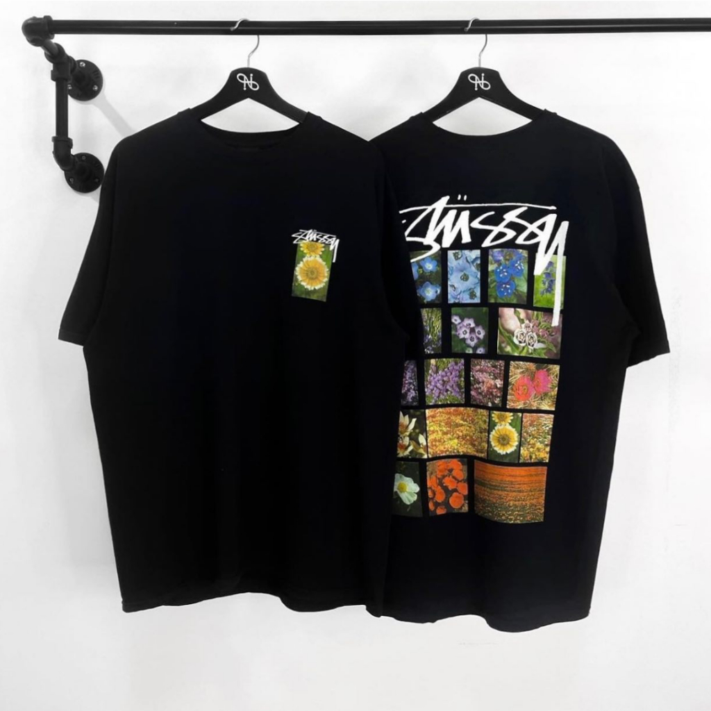 Chính hãng STUSSY FLOWER GRID TEE - Áo thun Stussy Unisex Nam Nữ chính hãng Authenitc