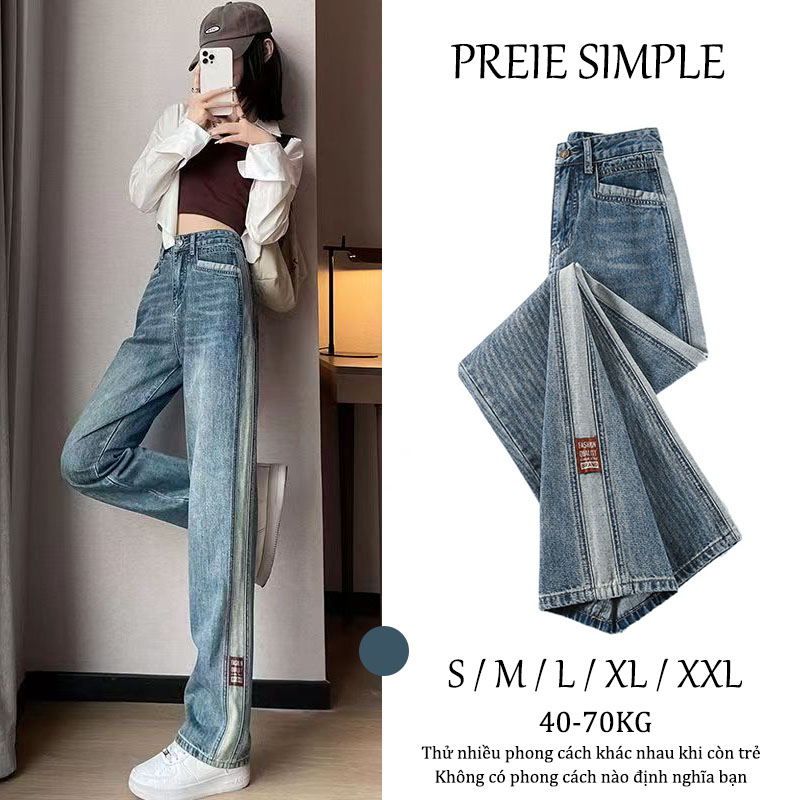 Quần Jean Ống Rộng Cạp Cao Quần Jean Nữ Ống Đứng Rộng Rãi Dáng Suông Thon Gọn Khâu Thiết Kế Sáng Tạo Mẫu Mới 2023