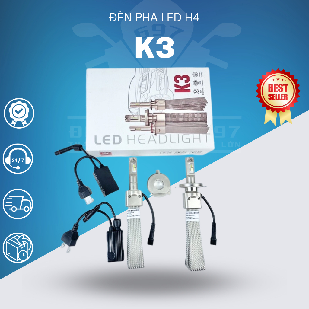 Bóng đèn pha LED K3 Ultra 45w. Ánh sáng trắng 6000k, tản nhiệt đuôi công. Thiết kế hợp kim độ bền lên đến 5 năm.