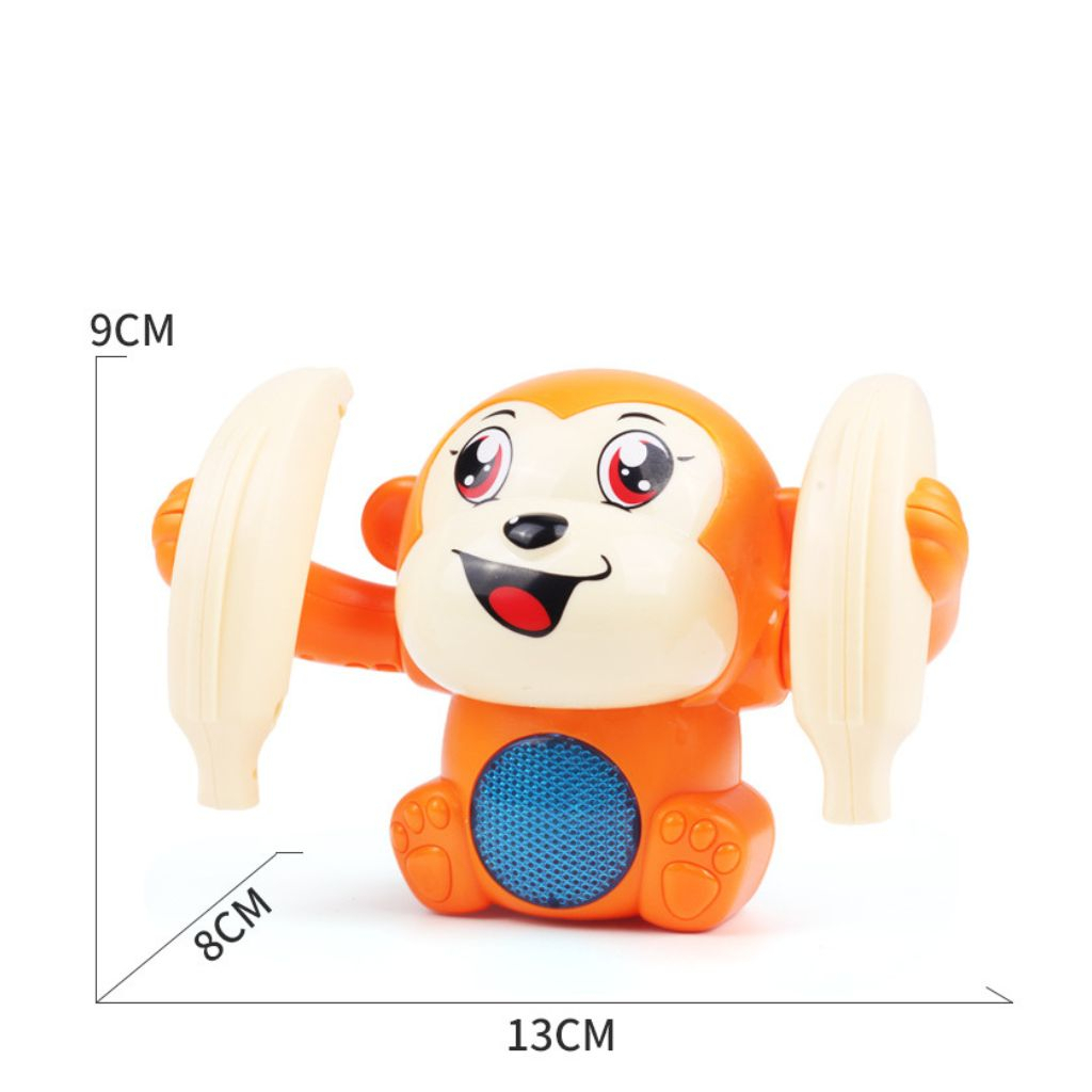 Khỉ nhào lộn, đồ chơi giải trí cho trẻ sơ sinh và trẻ nhỏ, xoay 360 độ, có đèn có nhạc tặng kèm pin.