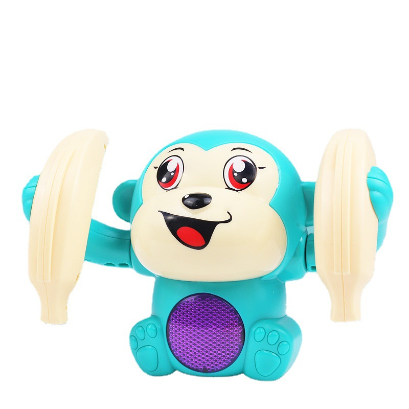 Khỉ nhào lộn, đồ chơi giải trí cho trẻ sơ sinh và trẻ nhỏ, xoay 360 độ, có đèn có nhạc tặng kèm pin.