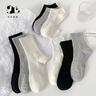 tất trắng nữ nam phong cách Hàn Quốc vải co giãn，Thấp ở giữa cao ba chiều dài，trắng Tro đen ba màu có thể chọn