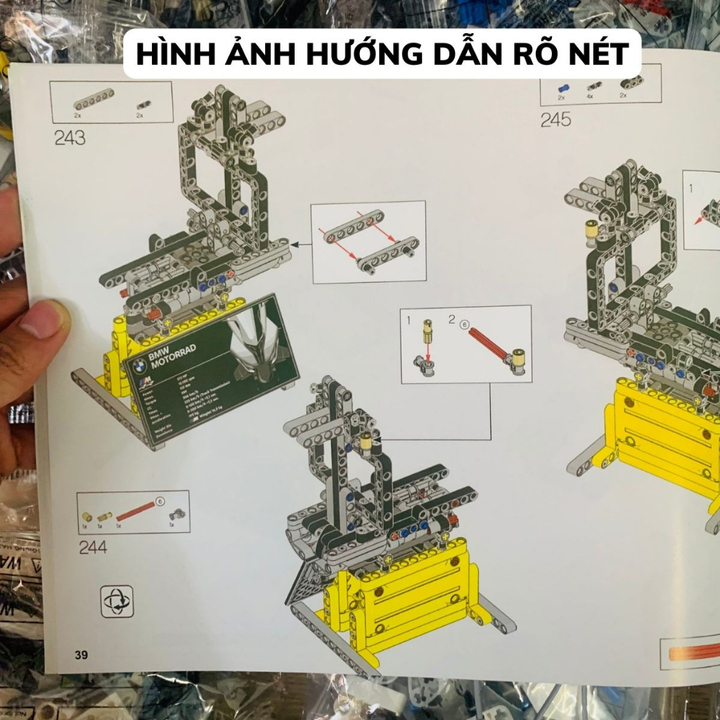 Mô hình lắp ráp xe máy BWM M1000rr - Mô hình technic tỉ lệ 1:5 1920 PCS