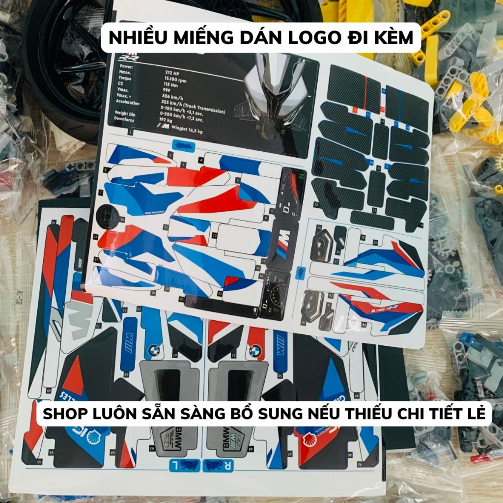 Mô hình lắp ráp xe máy BWM M1000rr - Mô hình technic tỉ lệ 1:5 1920 PCS