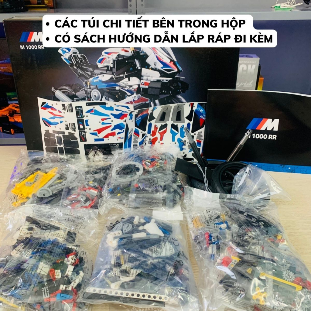Mô hình lắp ráp xe máy BWM M1000rr - Mô hình technic tỉ lệ 1:5 1920 PCS