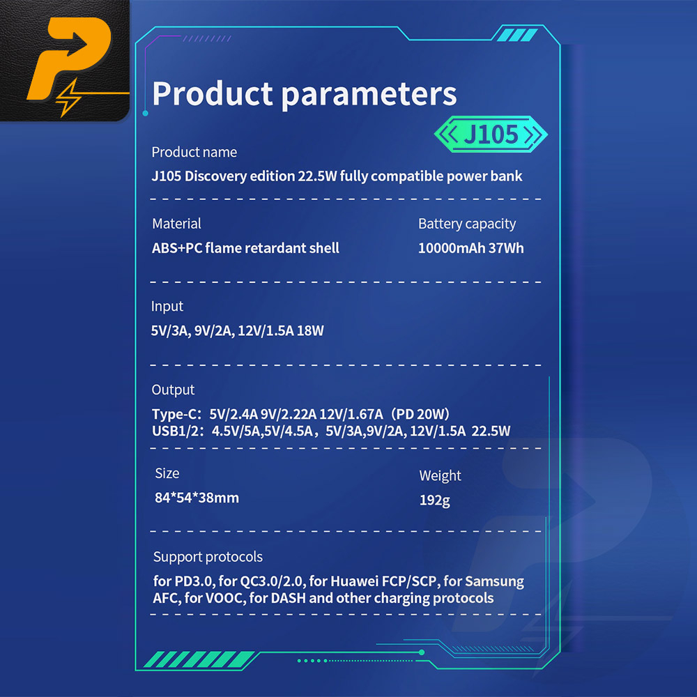 Sạc dự phòng Hoco J105 - 22.5W 10.000mAh