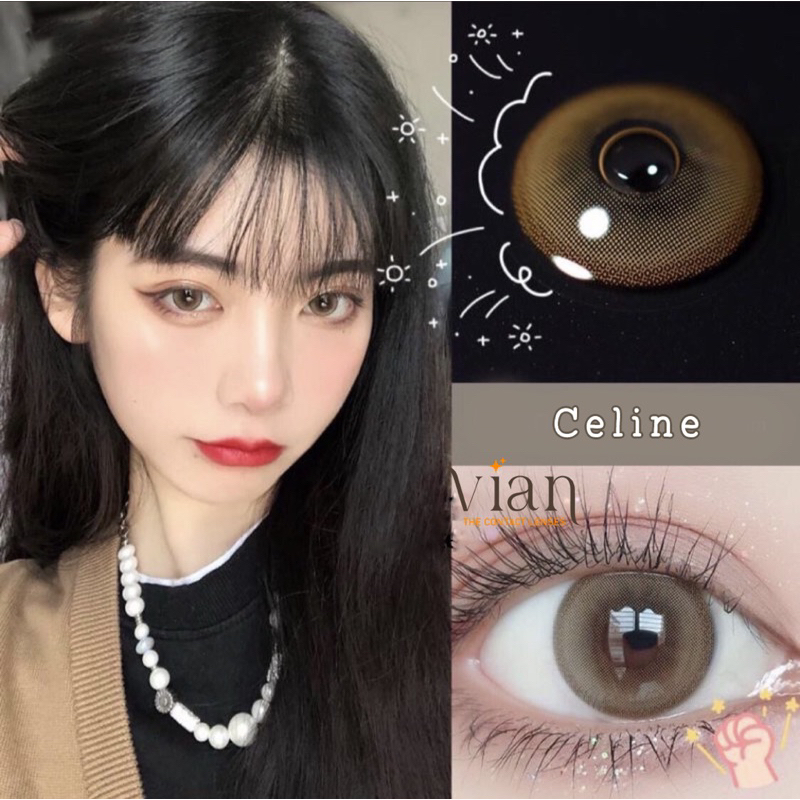 Celine Lens kính áp tròng nâu douyin 0-6 độ giãn Hàn Quốc