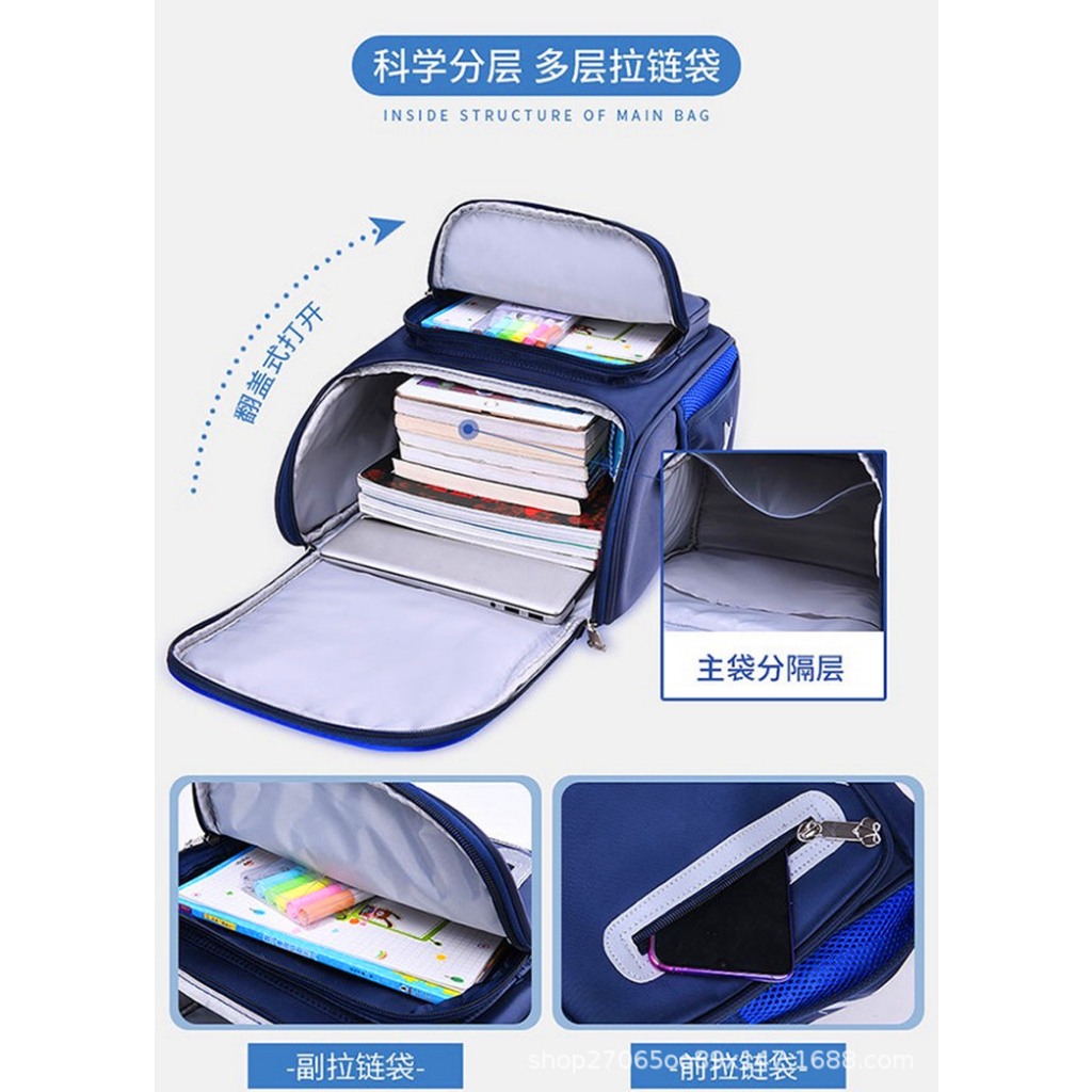 Balo đi học, balo gấu chống gù cho học sinh cấp 1, form hình hộp màu tươi nét