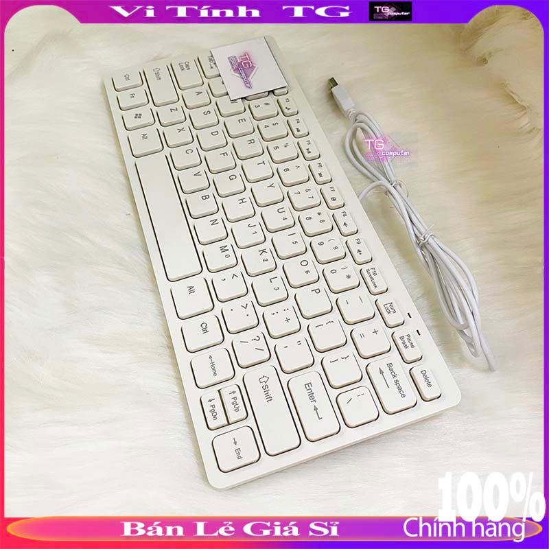 Bàn phím mini màu trắng có dây giá rẻ cho laptop và máy tính bàn siêu mỏng siêu đẹp Vi tính TG 8681000 | BigBuy360 - bigbuy360.vn