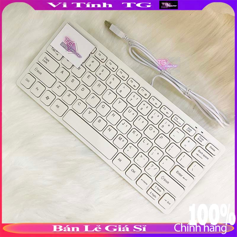 Bàn phím mini màu trắng có dây giá rẻ cho laptop và máy tính bàn siêu mỏng siêu đẹp Vi tính TG 8681000 | BigBuy360 - bigbuy360.vn