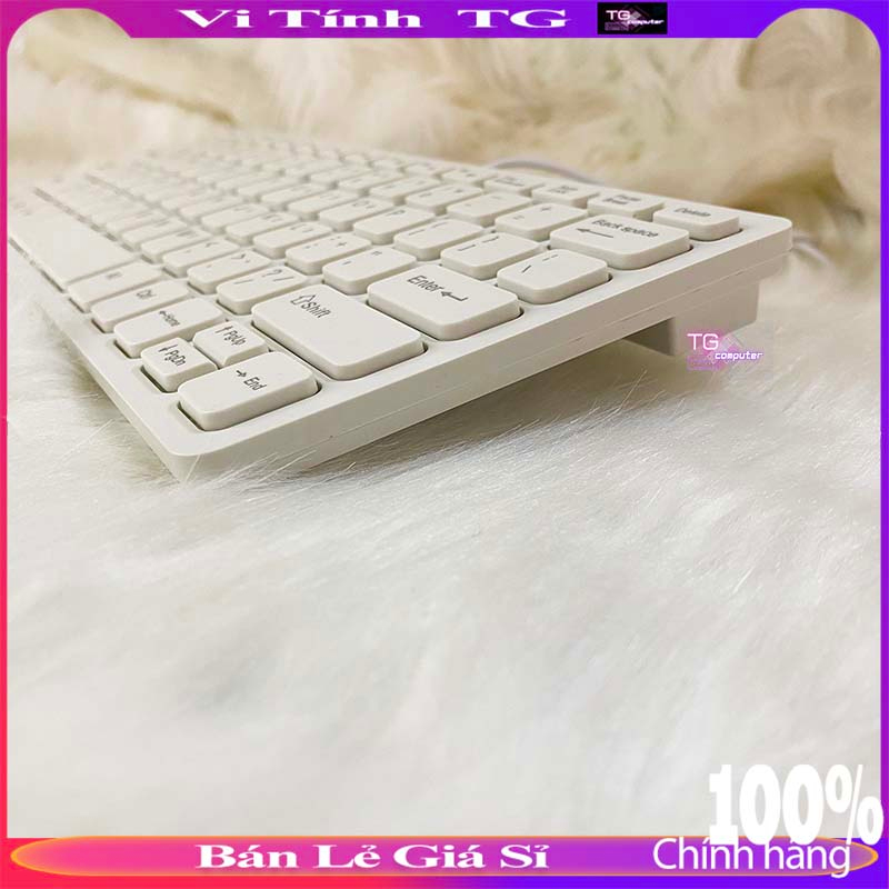 Bàn phím mini màu trắng có dây giá rẻ cho laptop và máy tính bàn siêu mỏng siêu đẹp Vi tính TG 8681000 | BigBuy360 - bigbuy360.vn