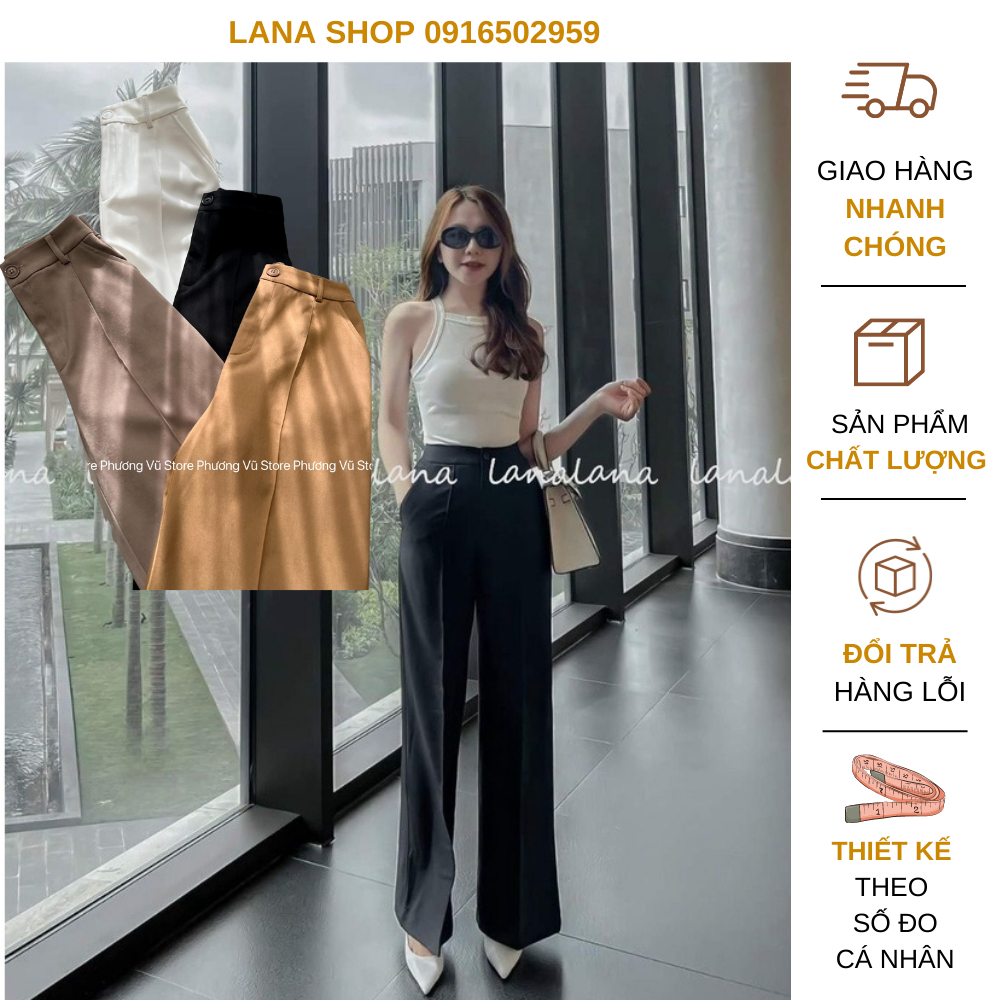 (SP1) Quần tây xuông dài, ống suông nữ rộng, cạp cao cho nàng công sở, chất liệu cao cấp với 3 màu sắc cơ bản
