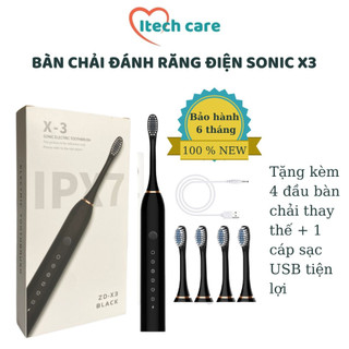 Bàn chải điện tự động lông siêu mềm sử dụng pin sạc cổng usb 6 tốc độ SonicX3 [ Kho Hàng Giá Rẻ VN ]