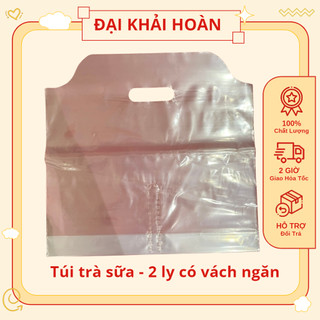 1KG Túi đựng ly trà sữa/ cà phê xếp đáy đựng 1 ly, 2ly có vách ngăn| Túi đựng ly quai giữa