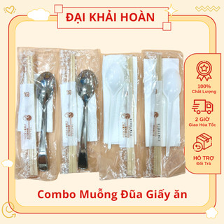 Combo đũa nhật – muỗng – giấy – tăm dùng 1 lần | hàng cao cấp | 4 trong 1
