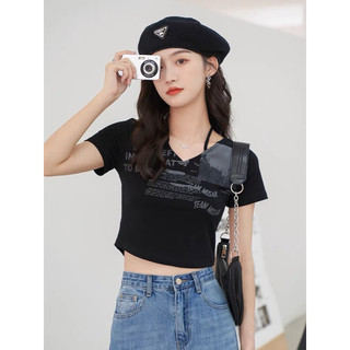 Áo croptop cột dây in hình ôm xinh lắm nha cd18