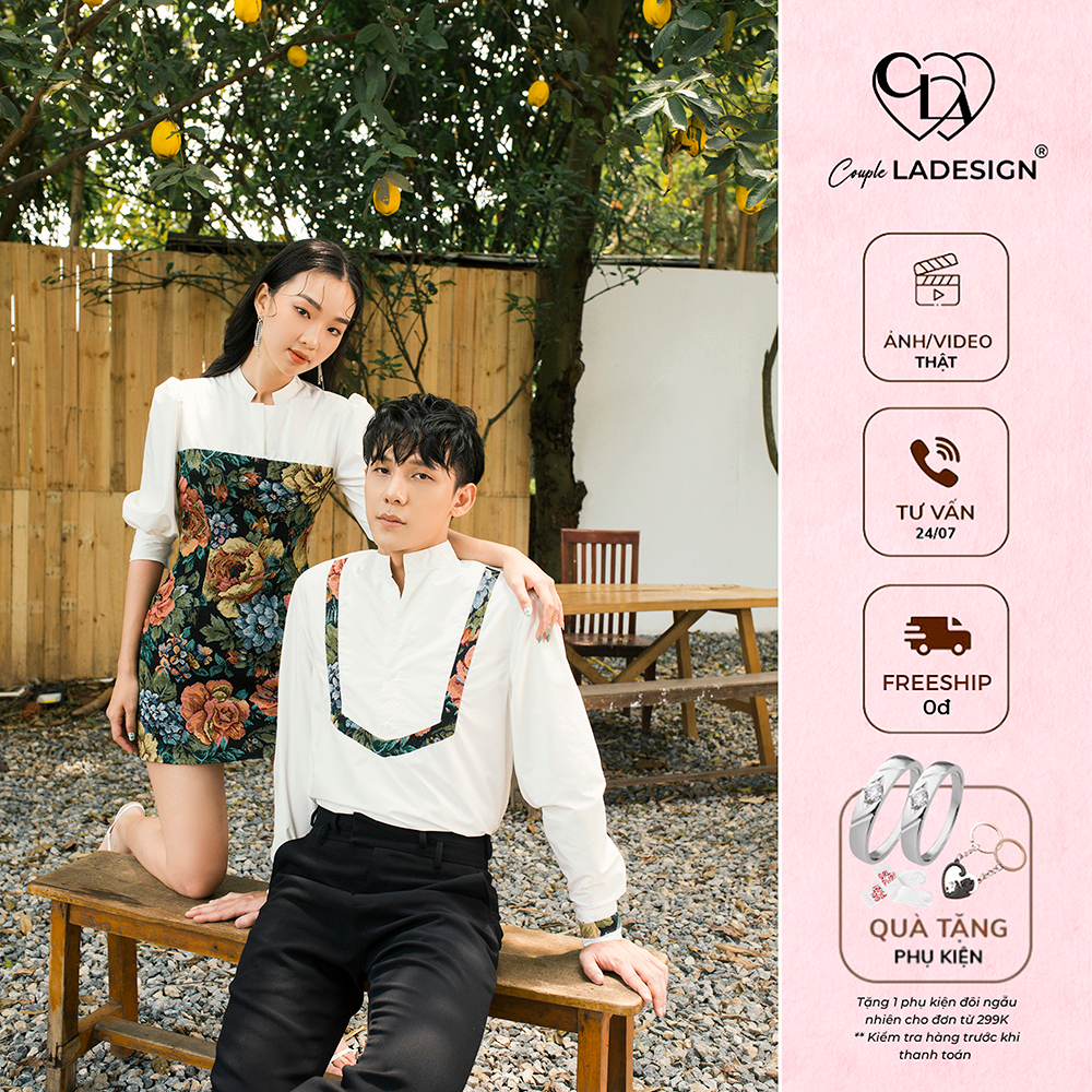 Đồ Đôi Áo Đôi Thiết Kế Nam Nữ CoupleLADESIGN Váy Đầm Áo Sơ Mi Đôi Nam Nữ Cara Dress x Patrick Shirt Cao Cấp
