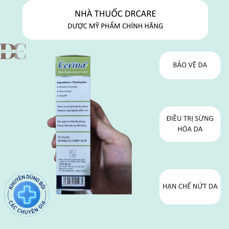 Kem dưỡng ẩm CERINA SKIN HYDRATING CREAM 50G dành cho da khô nhà thuốc Drcare