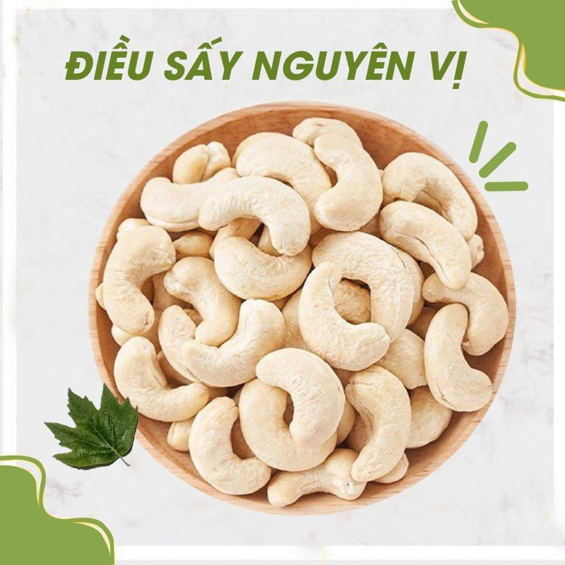 Hạt điều sấy nguyên vị tách vỏ không muối, hạt điều sạch vỏ lụa Nhà Lá giòn thơm - Điều Gia Lai loại 1