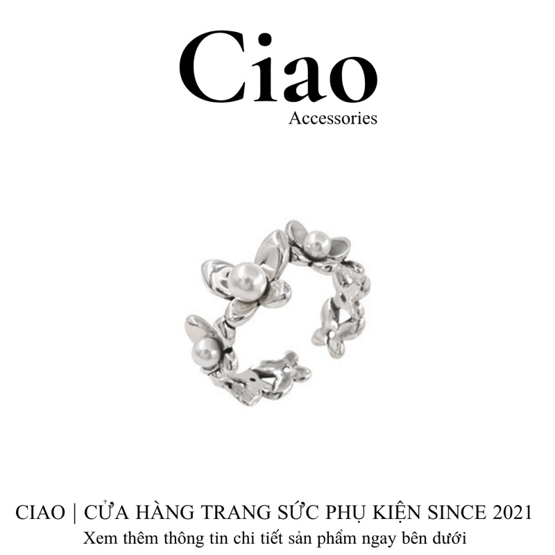 [HOẢ TỐC 1H] Nhẫn mạ bạc S925 thiết kế đính hạt trai mã 87 đơn giản Ciao accessories
