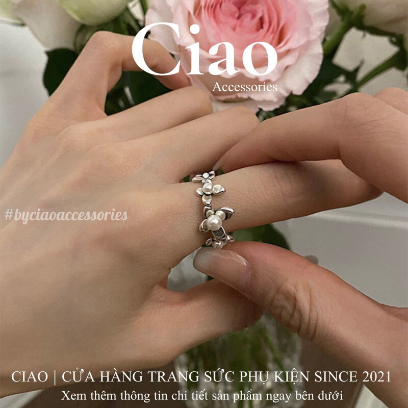 [HOẢ TỐC 1H] Nhẫn mạ bạc S925 thiết kế đính hạt trai mã 87 đơn giản Ciao accessories