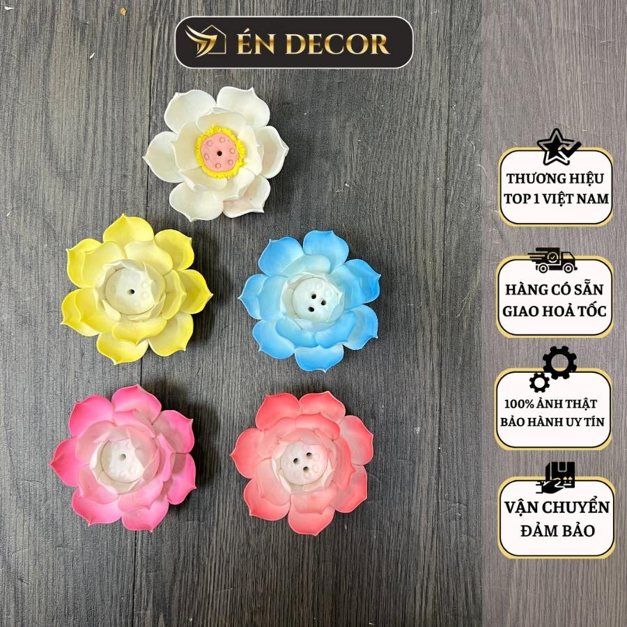 Đế cắm nhang hương trầm hình hoa sen ÉN DECOR gốm sứ decor trang trí